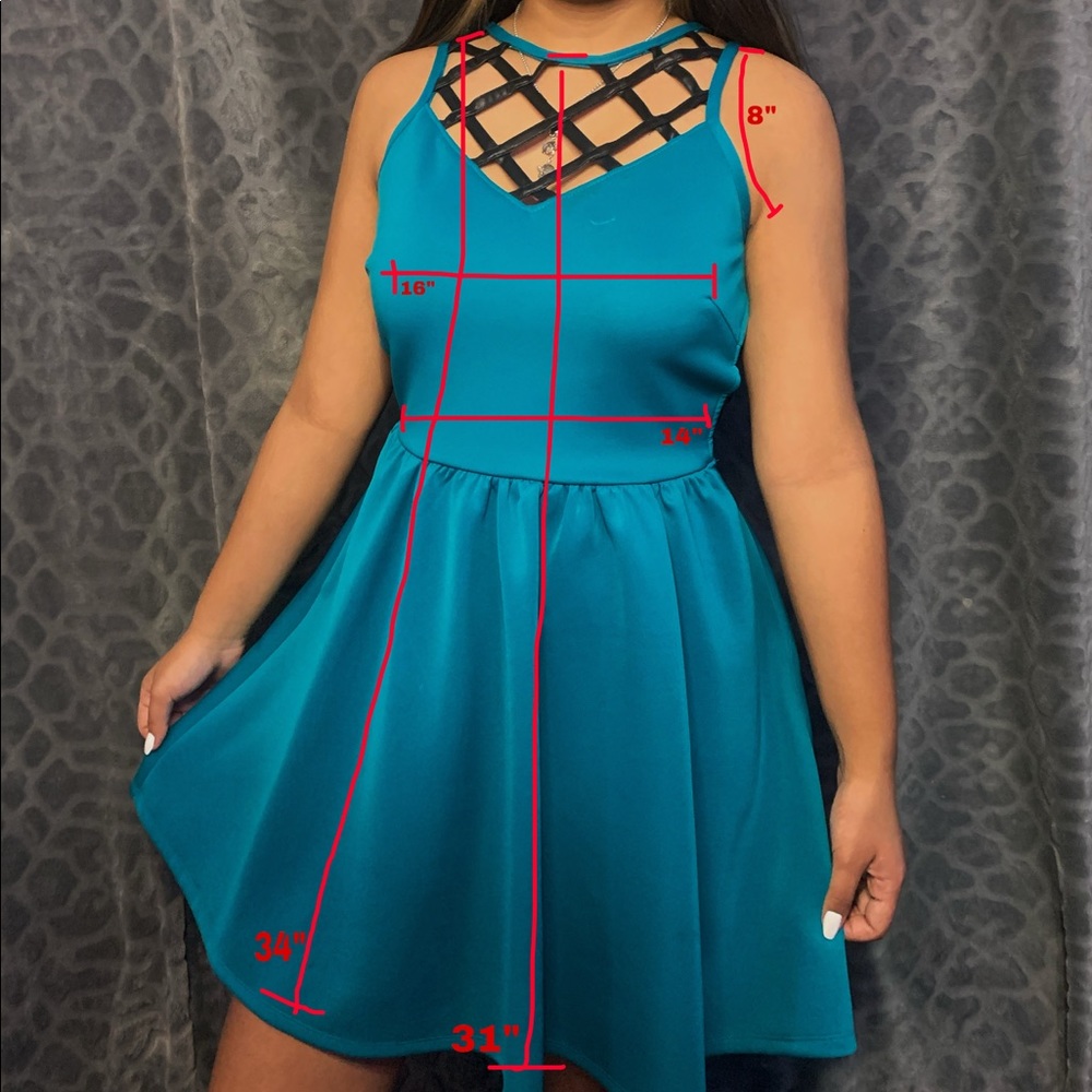 Turquoise fit and flare dress